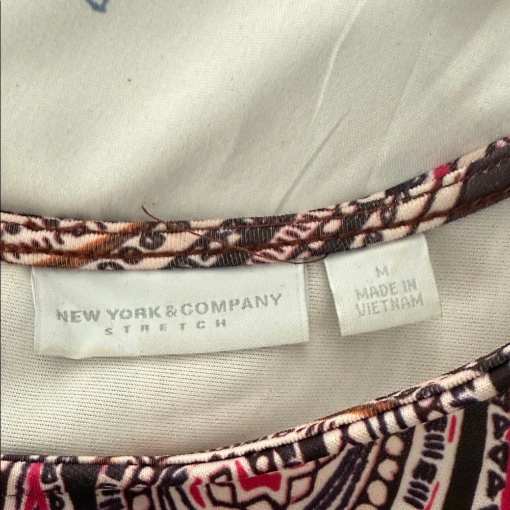 New York & Company Pink and Black Paisley Midi Dress - Picture 2 of 6